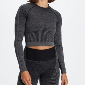 Fabletics Charcoal Gray Long Sleeve Crop Top